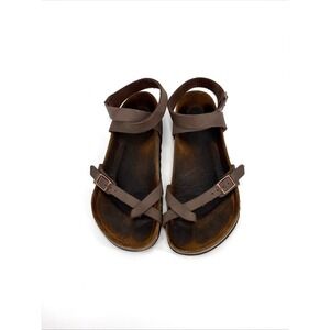 Birkenstock Sandals Womens 8 Brown Yara Oiled Leather Classic Ankle Strap